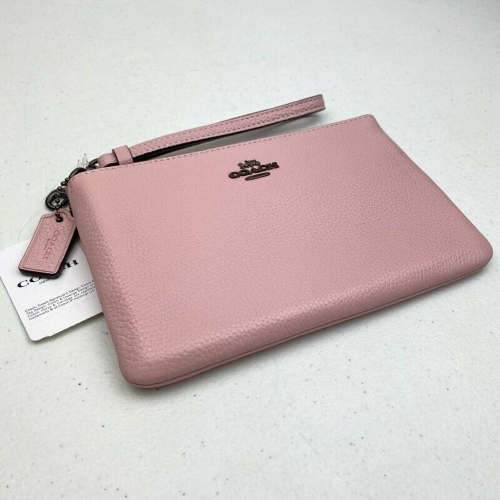 Coach Polished Pebble Leather Small Wristlet Pink - Picture 6 of 9